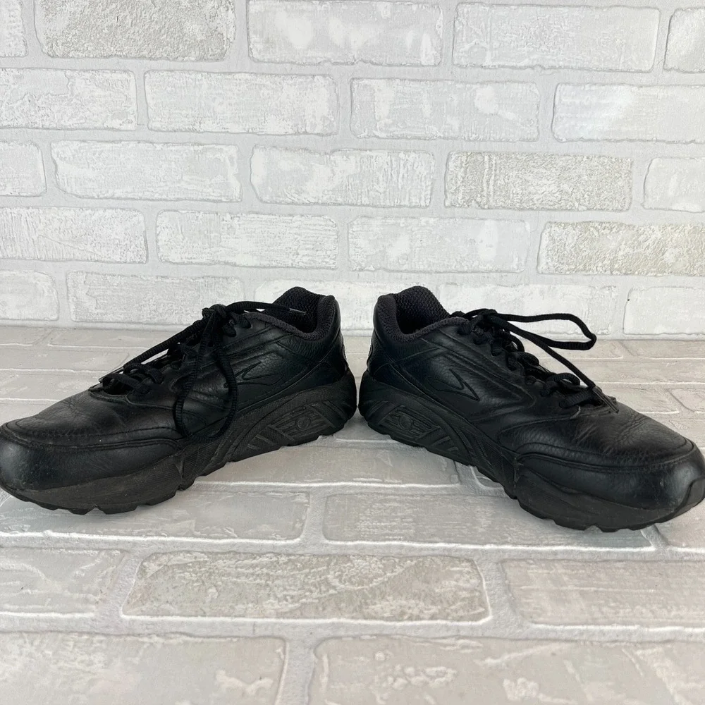 Brooks Addiction Walker Shoes Womens 9.5 Black Leather Lace Up Comfort Casual